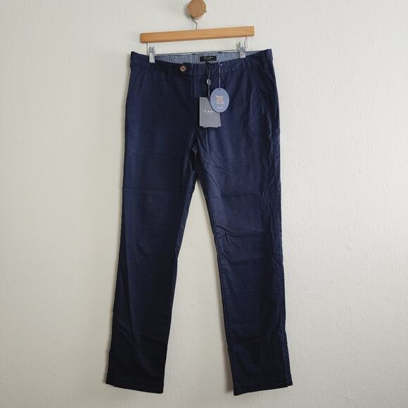 NWT Ted Baker Seenchi Slim Fit Chino Pants Navy Blue Cotton Stretch Pocket 34R